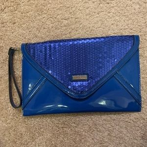 Blue handbag/clutch with sequence. Never used
